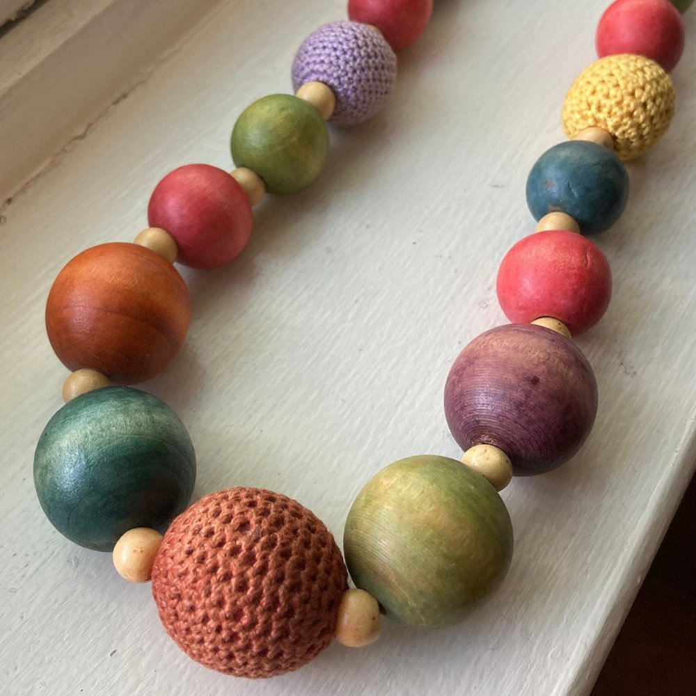 Colorful Wood Beaded Necklace